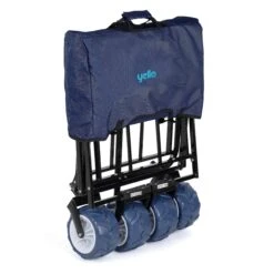Yello Folding Beach Trolley -Camping Discounter BGG1675 yello foldable trolley blue folded 3quarter copy