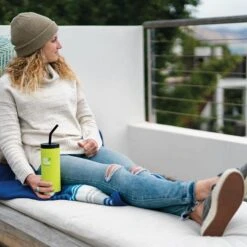 Klean Kanteen Insulated TK Wide With Café Cap 473ml - Brushed Steel -Camping Discounter K16TKWPCC JP lounging straw lifestyle