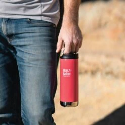 Klean Kanteen Insulated TK Wide With Café Cap 473ml - Brushed Steel -Camping Discounter K16TKWPCC MP LS holding loop lifestyle