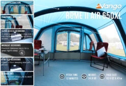 Vango Rome II 650XL Airbeam Tent - With Free Footprint -Camping Discounter RomeIIAir650XLlowres small