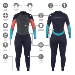 Osprey Zero 3mm Womens Full Length Wetsuit - Coral 11 Osprey Zero 3mm Womens Full Length Wetsuit - Coral -Camping Discounter ws1083 1090